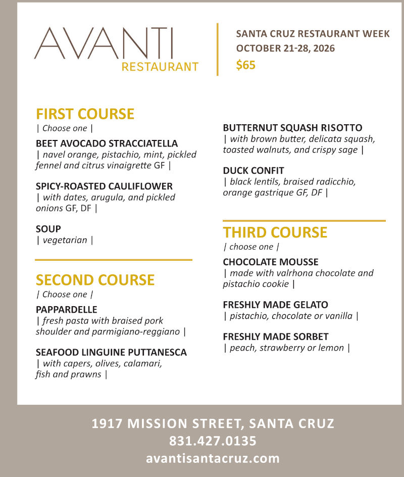 avanti, restaurant week menu