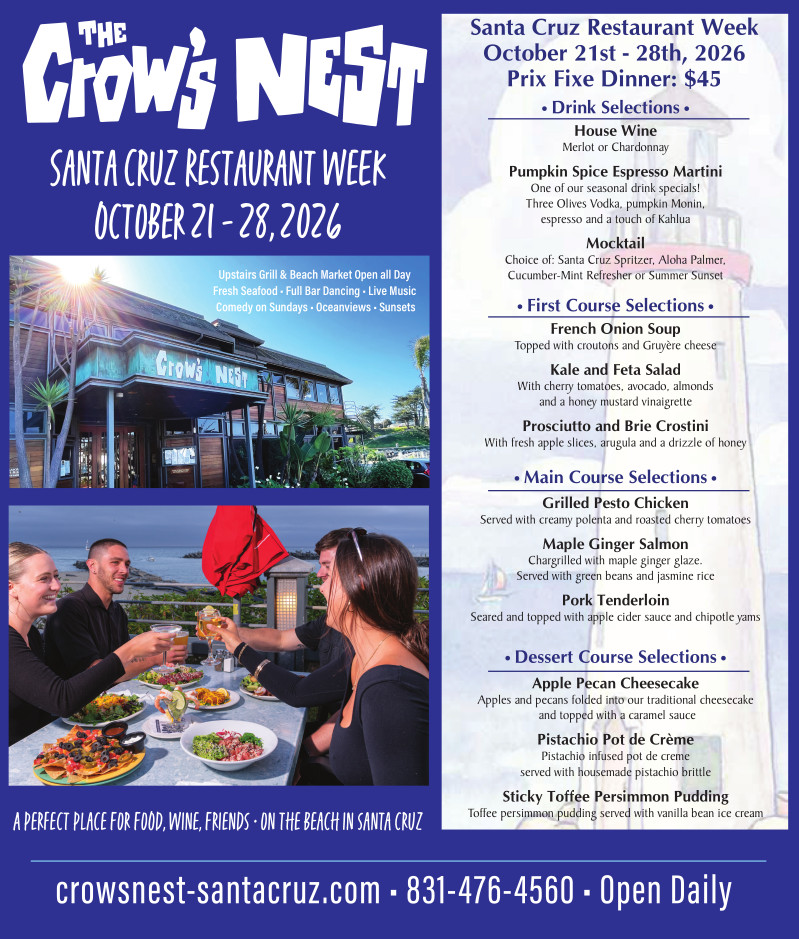 crow's nest santa cruz restaurant week menu