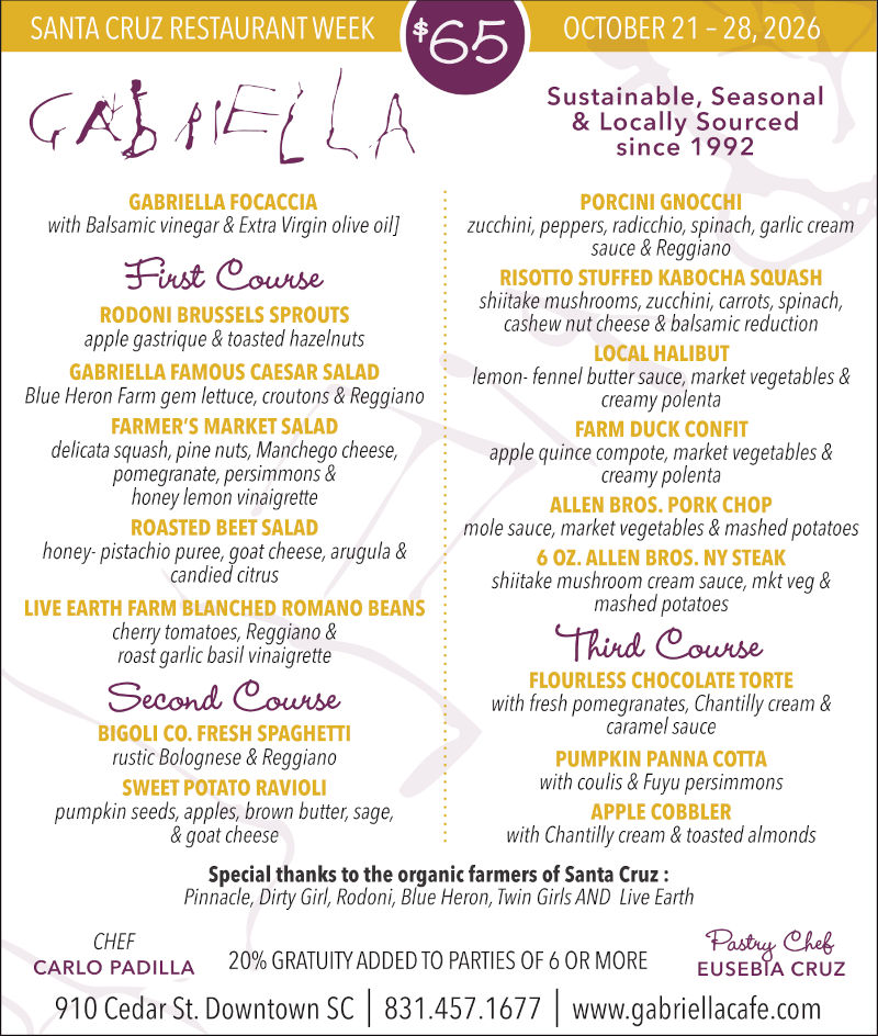 gabriella cafe menu