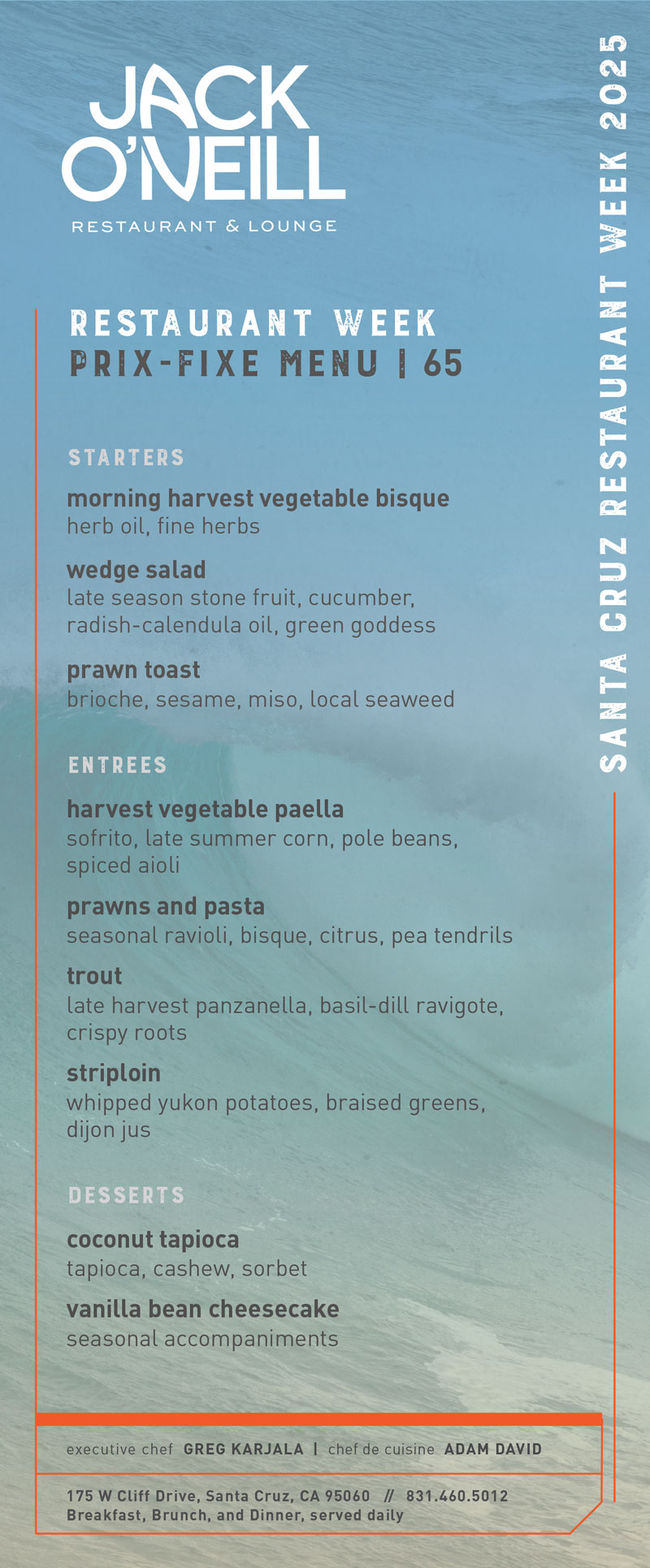 jack o'neill's restaurant menu