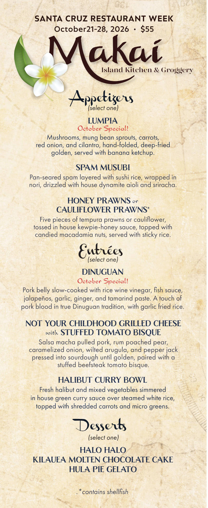 makai restaurant week menu