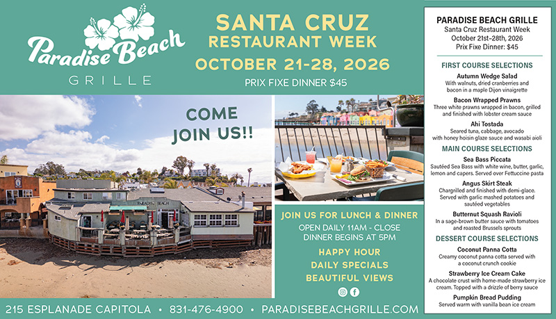 paradise beach grille, restaurant week menu