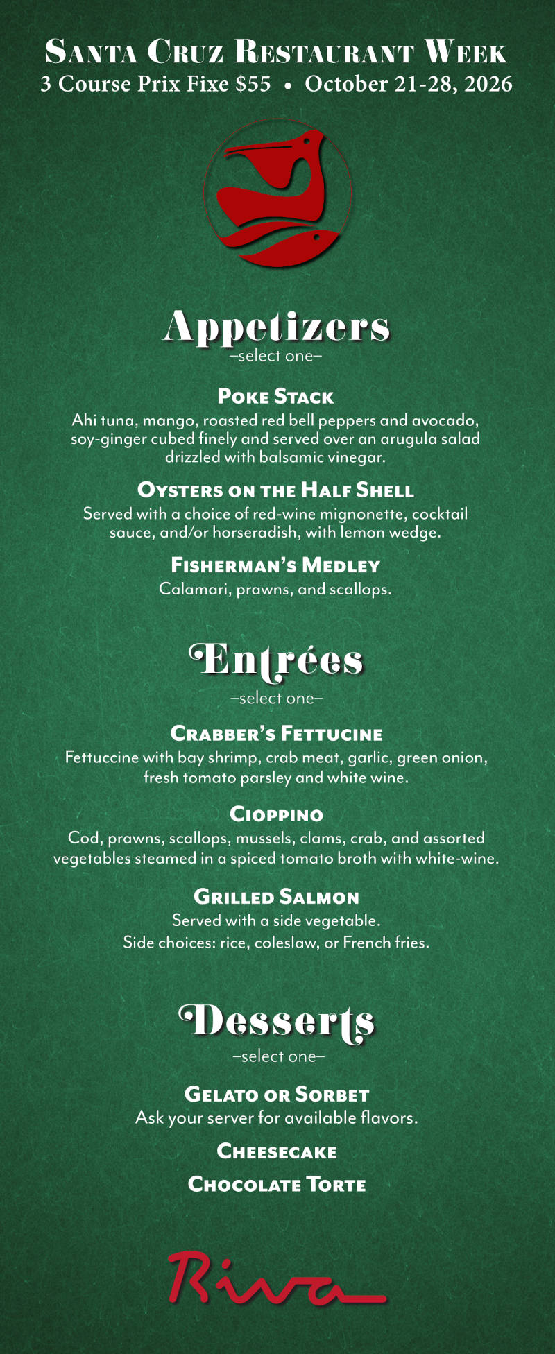 riva restaurant week menu