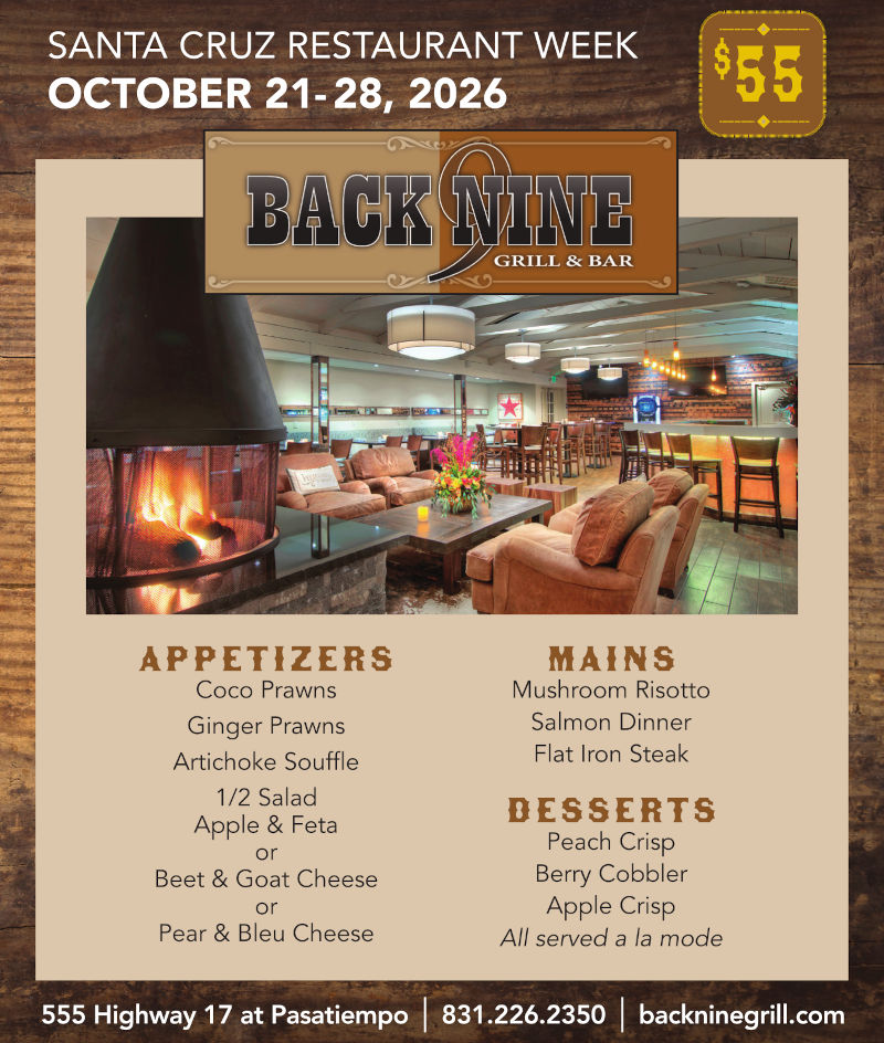 back nine, santa cruz restaurant week menu