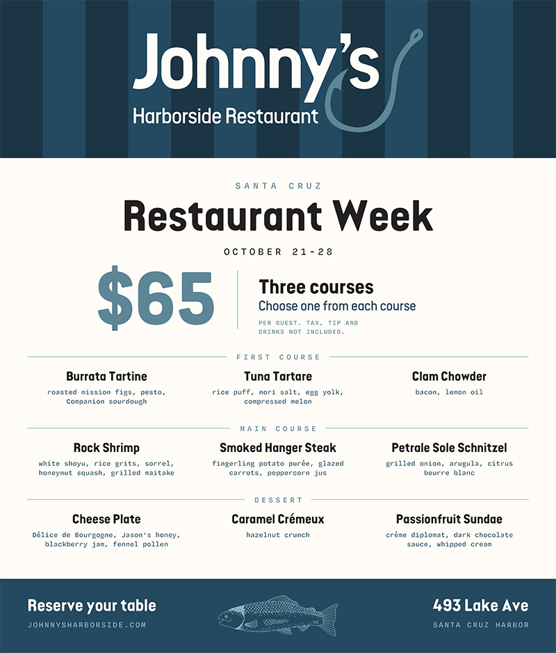 johnny's harborside, restaurant week menu
